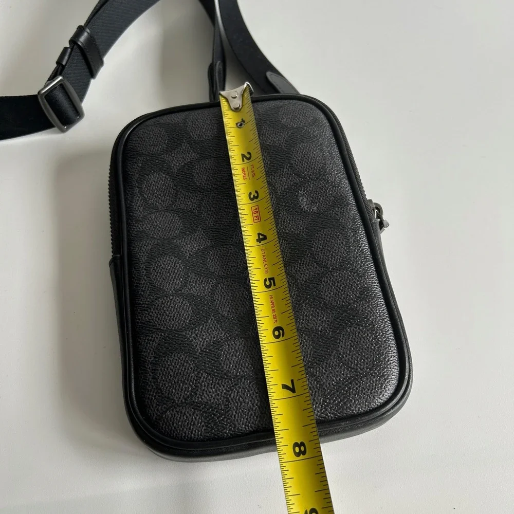Coach Aden‎ Crossbody Black Signature Canvas Leather Bag Excellent